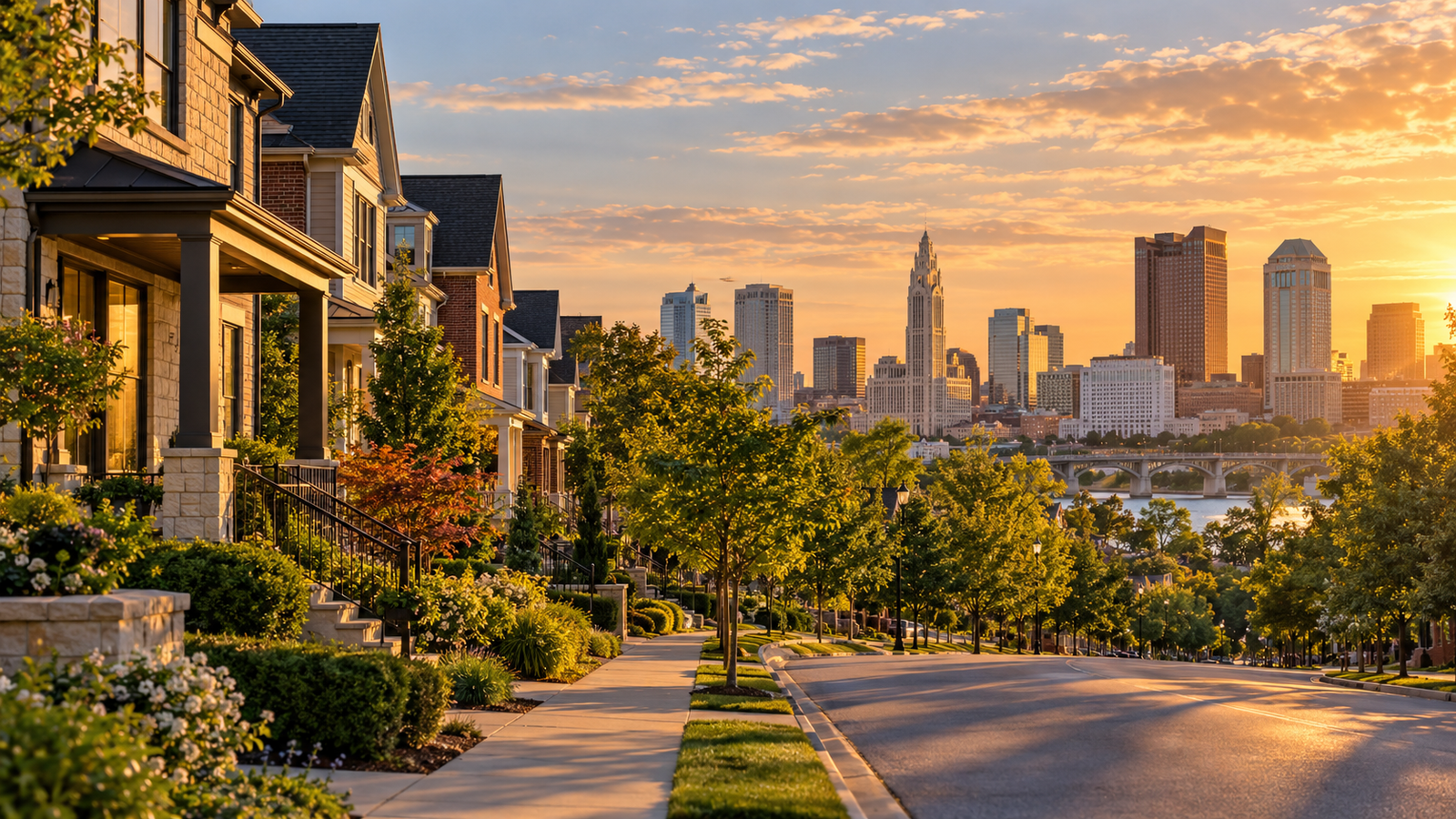 Residential neighborhood and Columbus skyline