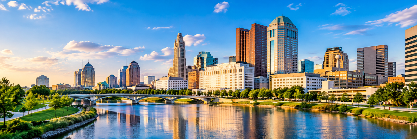 Columbus Ohio skyline and riverfront